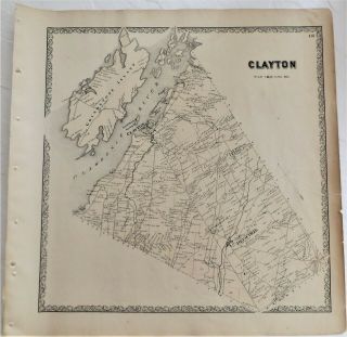 1861 Ny Atlas Map Town Of Clayton Grindstone Round Island Depauville