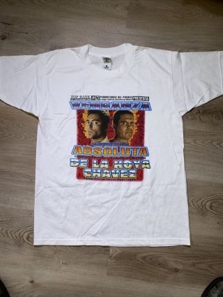 Vtg Tshirt 1998 De La Hoya Vs Chavez Match Best Size Large White Spanish Rare