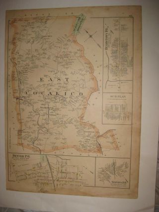 Huge Antique 1899 East Cocalico Township Lancaster County Pennsylvania Hdclr Map