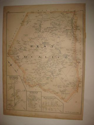 Huge Antique 1899 West Cocalico Township Lancaster County Pennsylvania Hdclr Map