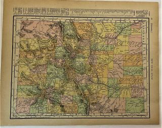 1911 Antique Rand Mcnally Map Of Colorado And Wyoming