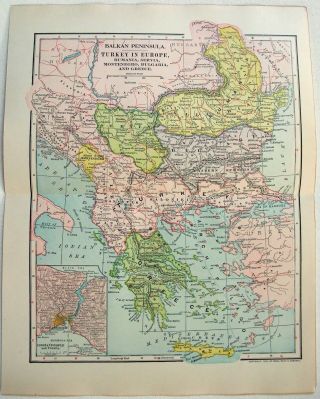 1902 Map Of Turkey In Europe By Dodd Mead.  Balkans Serbia Greece