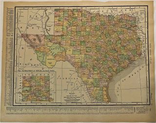 1911 Antique Rand Mcnally Map Of Texas And Oklahoma