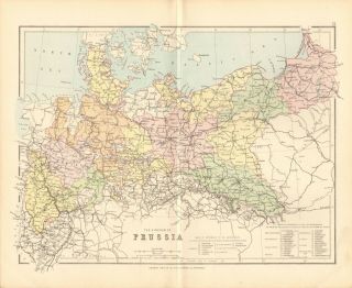 1887 Antique Map - The Kingdom Of Prussia