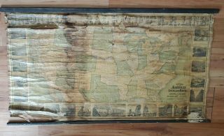 Antique 44x24 " Rand Mcnally Map Overland Route Union Central Pacific Railroad
