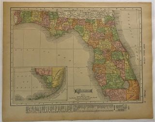 1911 Antique Rand Mcnally Map Of Florida And Alabama