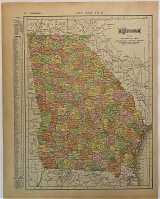 1911 Antique Rand Mcnally Map Of Georgia And South Carolina