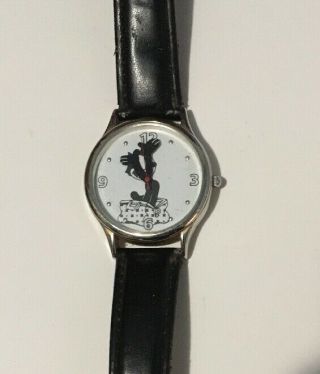 Mens Felix The Cat Vintage Watch (classsic Felix) - (black Leather) - Rare - Vhtf