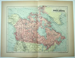 1895 Map Of British North America By W & A.  K.  Johnston.  Antique