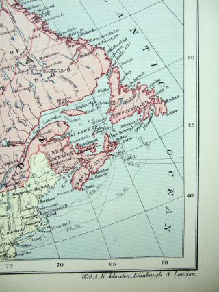 1895 Map of British North America by W & A.  K.  Johnston.  Antique 2
