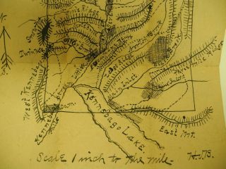 Antique 1800 ' s Hand - drawn Topographic Map Kennebago Lake,  North Franklin,  Maine 2