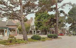 Vintage California Chrome Postcard Carmel - By - The - Sea Ocean Avenue Shops