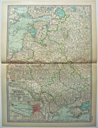 1902 Map Of Western & Southern Russia By The Century Company