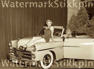 1950s Era Photo Negative Car Model Blonde Legs And Heels Dodge Coronet Auto Show