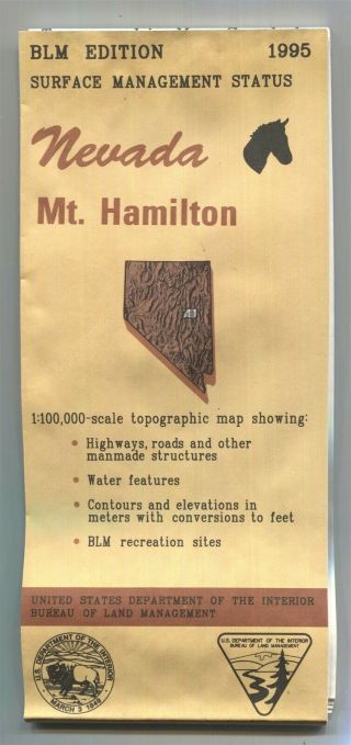 Usgs Blm Edition Topographic Map Nevada Mt.  Hamilton - 1995 - Surface 100k