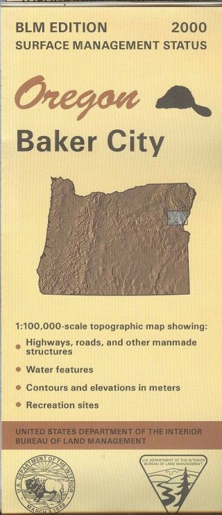 Usgs Blm Edition Topographic Map Oregon Baker City 2000