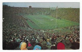 Vintage Michigan Chrome Postcard Kick - Off University Stadium Ann Arbor College