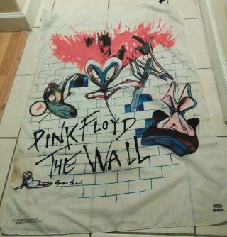 Vintage 80s Pink Floyd The Wall Flag 1982 Tapestry Poster Winterland Italy Rare