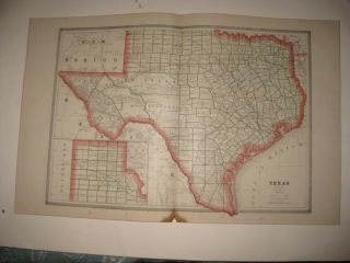 Antique 1884 Texas Indian Territory Oklahoma Colorado Map Population Railroa