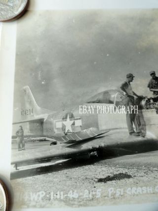 Orig 1946 Photo USAAF MUSTANG P - 51 Runway Crash TINIAN Marianna Island WWII 3