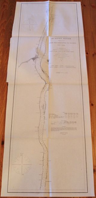 1862 Us Coast Survey Map Hudson River Poughkeepsie To Glasco York