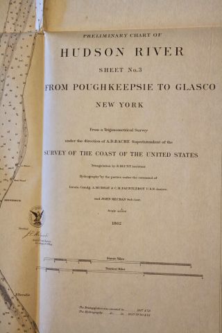 1862 US Coast Survey Map Hudson River Poughkeepsie to Glasco York 2