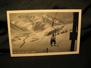 Vintage Rppc Ski Lift Sun Valley,  Idaho Snow Postcard Pc King News Agency