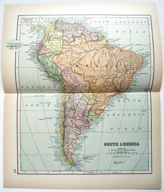 1895 Map Of South America By Dodd Mead & Company.  Antique