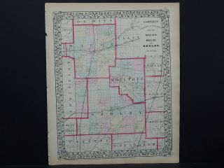 Illinois Antique Map,  1869 Counties Of Macon,  Moultry,  & Shelby M9 74