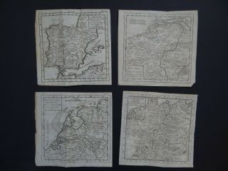 1750 - 1782 Vaugondy 4 X Atlas Maps Spain - Netherlands - Belgium - Germany