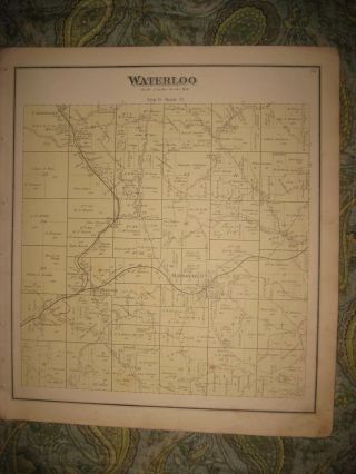Antique 1875 Waterloo Township Marshfield Mineral City Athens County Ohio Map Nr