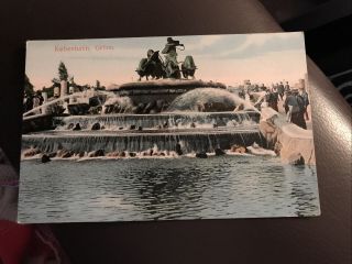 Vintage Postcard - Copenhagen - Gefion - Fountains - P6
