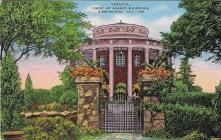 Vintage Alabama Linen Postcard Birmingham Vestavia Crest Shades Mountain Ward