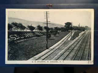 St.  Johnsville Ny Rr Train Station Postcard Vintage 1917