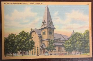 Vintage St Paul’s Methodist Church Ocean Grove Nj Monmouth Neptune 1953 Postcard