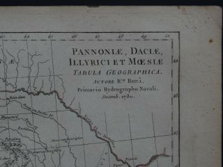 1780 BONNE Atlas map CROATIA - PANNONIA - DACIA - ILLYRIA - MOESIA - Balkans 2