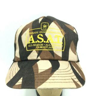 Vtg Rare Asat Camouflage Camo Hunting Snapback Hat Brigade Quartermasters Usa