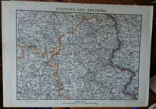 A Vintage Map Of Stafford And Environs.