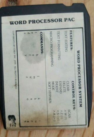 Rare Exidy Sorcerer Word Processor Pac Vintage Computer Cartridge -