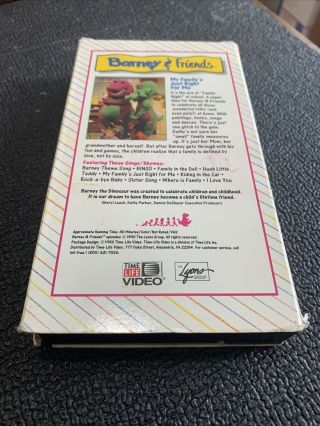 Barney & Friends MY FAMILY ' S JUST RIGHT FOR ME VHS VIDEO / Purple Dinosaur RARE 2