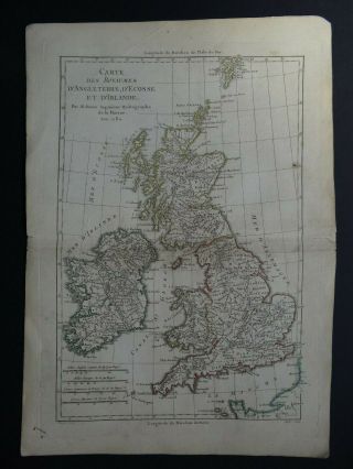 1780 Grenet Bonne Atlas Map British Isles - England Ireland Scotland Wales Uk
