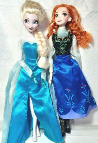 Disney Store Frozen Singing Elsa And Anna Light Up 16 Inch Doll Set Rare Motion
