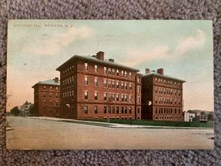 Vintage 1909 Postcard Of City Hospital,  Newark,  Nj