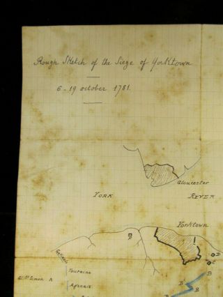 VINTAGE ROUGH SKETCH SIEGE OF YORKTOWN 1781 HAND DRAWN MAP 1914 2