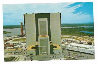 Vintage Florida Chrome Postcard Kennedy Space Center Vehicle Assembly Building