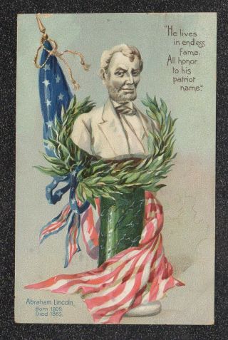 Lqqk Vintage 1909 Postcard,  Abraham Lincoln 1809 - 1865 10