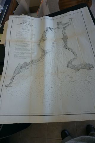 Antique Map " U.  S.  Coast Survey Harbor Of Haven " 1872