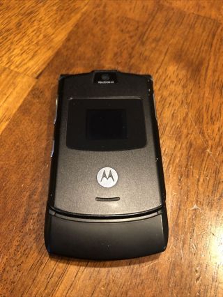 Rare Motorola Razr V3 Black At&t Flip Cell Phone.  Very Good.