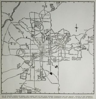 Vintage 1943 World War Wwii Atlas City Map Atlanta,  Georgia Ga Civil War Battles