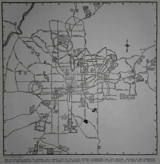 Vintage 1942 World War Wwii Atlas City Map Atlanta,  Georgia Ga Civil War Battles